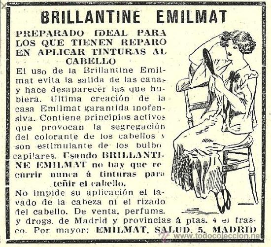 Coleccionismo de revistas y peri&oacute;dicos: Publicidad cosm&eacute;tica: Brillantina Emilmat  - 1916