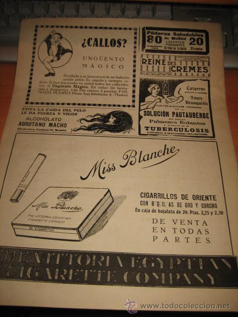 Coleccionismo de Revistas y Peri&oacute;dicos: PUBLICIDAD VARIADA CIGARRILLOS MISS BLANCHE,JOYEROS TRUST HOJA DE REVISTA NUEVO MUNDO 1921