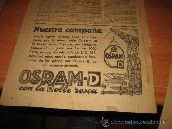Coleccionismo de Revistas y Peri&oacute;dicos: PUBLICIDAD BOMBILLAS OSRAM -D  HOJA REVISTA ABC DICIEMBRE 1934