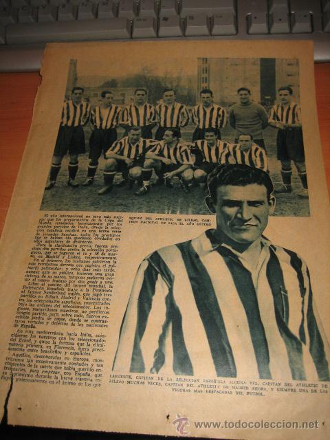Coleccionismo de revistas y peri&oacute;dicos: FUTBOL EQUIPO DEL ATHLETIC DE BILBAO,LAFUENTE CAPITAN DE LA SELECCIO HOJA REVISTA ABC DICIEMBRE 1934