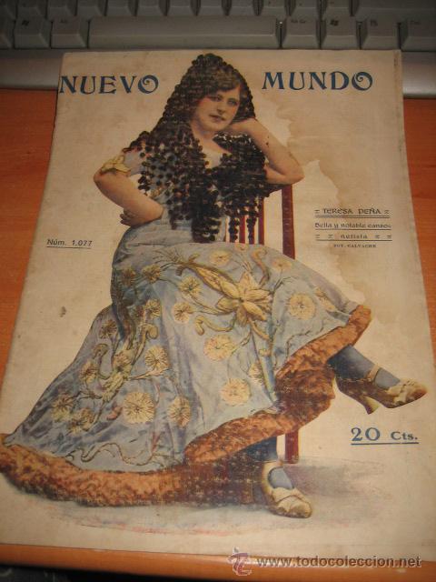 Sammeln von Zeitschriften und Zeitungen: TERESA PE&Ntilde;A NOTABLE CANZONETISTA FOT.CALVACHE PORTADA REVISTA NUEVO MUNDO 1914