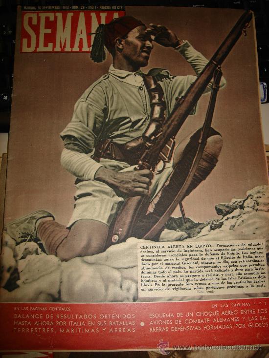 Coleccionismo de Revistas y Peri&oacute;dicos: REVISTA SEMANA. SEPTIEMBRE 1940 - EGIPTO, TRANSILVANIA, PRINCESA ELENA, VICHY, BOMBAS INGLESIAS