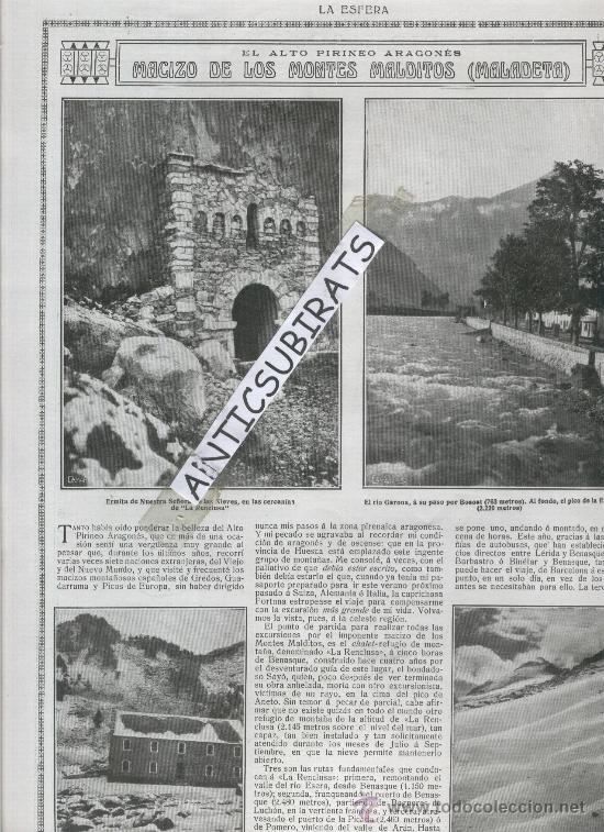 Coleccionismo de revistas y peri&oacute;dicos: REVISTA 1920 MALDETA LA RENCLUSA BOSSOST ANETO PUEBLO LES EL TREN DE TUY MAEZTU POMPEYO GENER