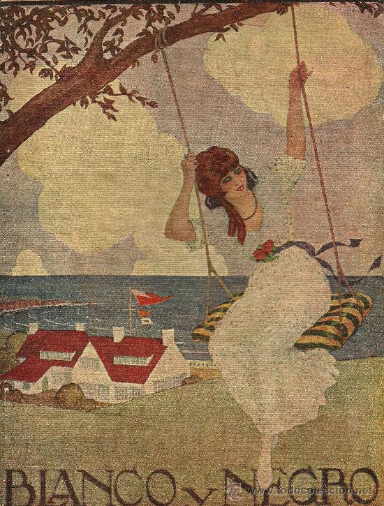 Colecionismo de Revistas e Jornais: Ilustraci&oacute;n de cubierta [Mujer en columpio] / ilustraci&oacute;n de Loygorri - 1920