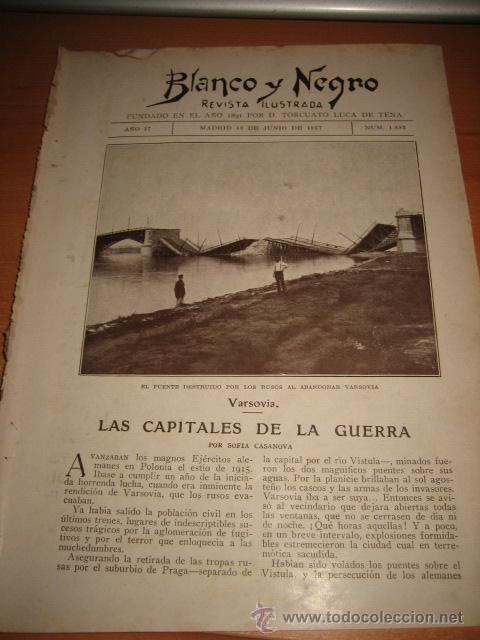 Collection Magazines and Newspapers: VARSOVIA EL PUENTE DESTRUIDO POR LOS RUSOS Y SU RECUPERACION HOJA DE REVISTA BLANCO Y NEGRO 1927