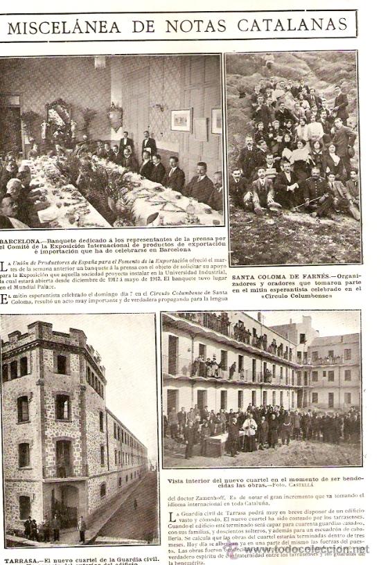 Collectionnisme de Revues et Journaux: REVISTA.A&Ntilde;O 1912.JULIO BORRELL.PALAMOS.SANTA COLOMA FARNERS.TERRASSA.GUARDIA CIVIL.CULLERA.SEVILLA.