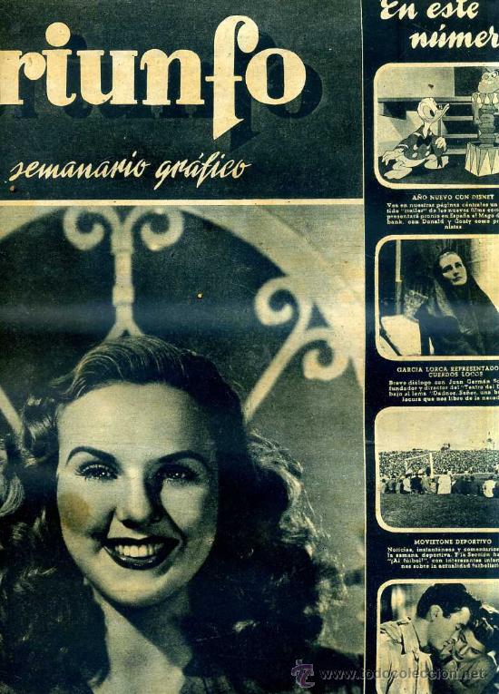 Collezionismo di Riviste e Giornali: TRIUNFO SEMANARIO GR&Aacute;FICO N&ordm; 49 - 4 ENERO 1947 - PORTADA DIANA DURBIN