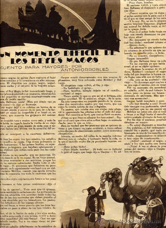 Colecionismo de Revistas e Jornais: REYES MAGOS 1933 CUENTO UN MOMENTO DIFICIL HOJA REVISTA