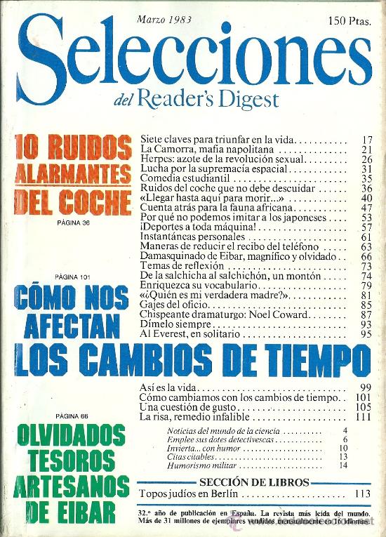 Collectionnisme de Revues et Journaux: Selecciones del Reader &acute;s Digest Marzo 1983
