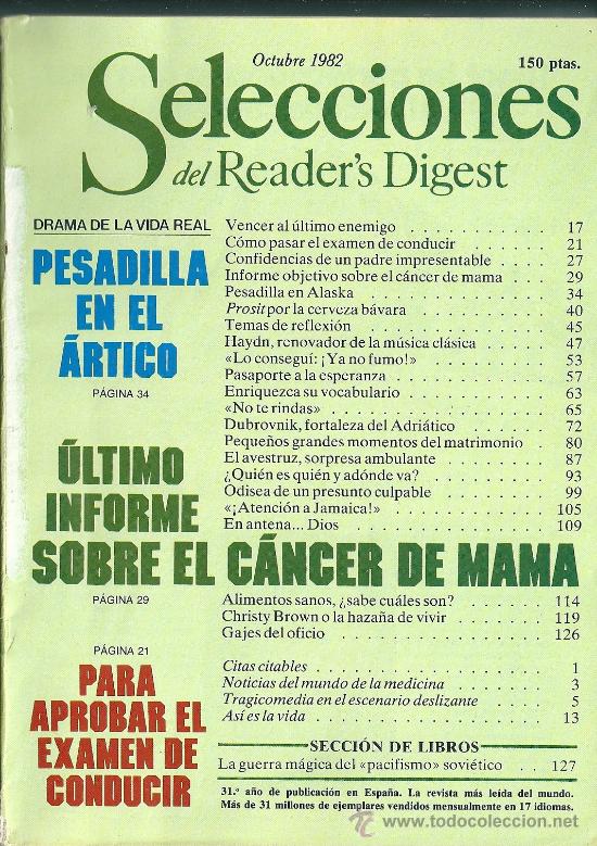 Collezionismo di Riviste e Giornali: Selecciones del Reader &acute;s Digest Octubre 1982