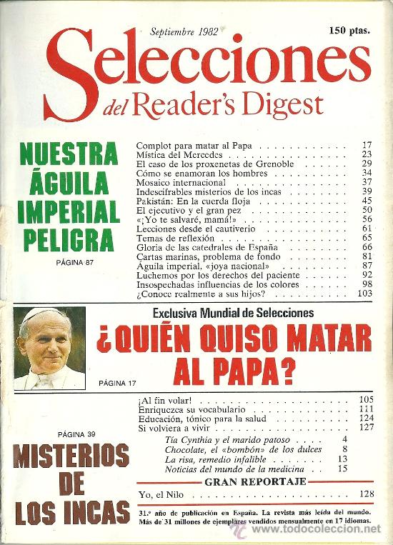 Collezionismo di Riviste e Giornali: Selecciones del Reader &acute;s Digest Septiembre 1982