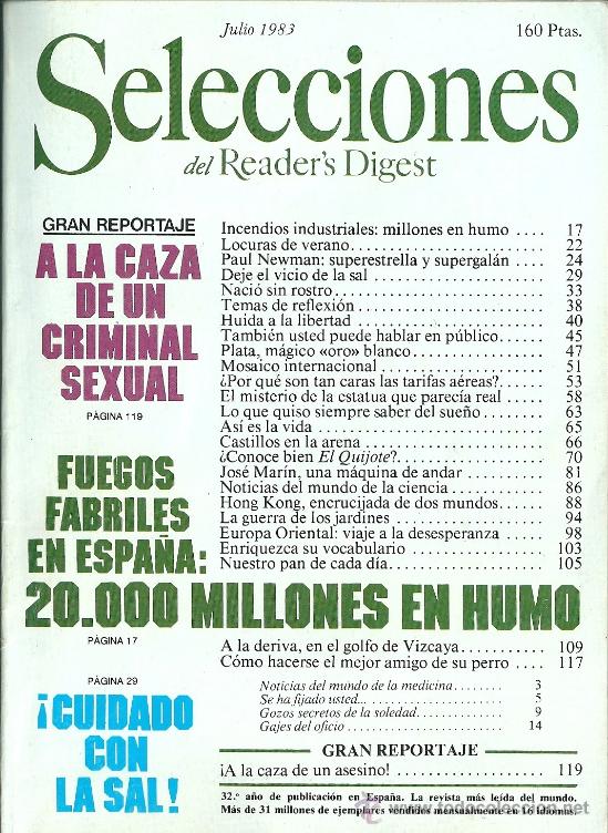 Collezionismo di Riviste e Giornali: Selecciones del Reader &acute;s Digest Julio 1983