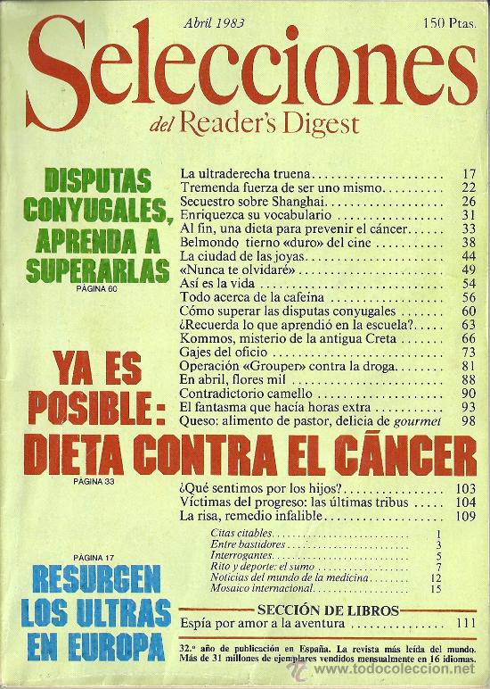Collezionismo di Riviste e Giornali: Selecciones del Reader &acute;s Digest Abril 1983