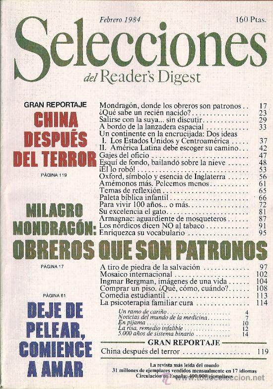 Collezionismo di Riviste e Giornali: Selecciones del Reader &acute;s Digest Febrero 1984