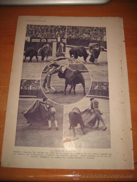 Coleccionismo de Revistas y Peri&oacute;dicos: LA SEMANA TAURINA MADRID VILLALTA, AGUERO, CORRIDA BENEFICENCIA  HOJA DE REVISTA BLANCO Y NEGRO 1929