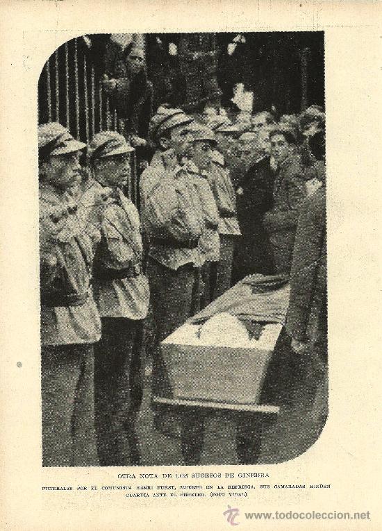 Coleccionismo de revistas y peri&oacute;dicos: * GINEBRA * Funeral por el comunista Henri Furst, muerto en una refriega  - 1932