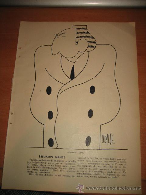 Collection Magazines and Newspapers: CARICATURA DE BENJAMIN JARNES POR UGALDE HOJA REVISTA BLANCO Y NEGRO 1932