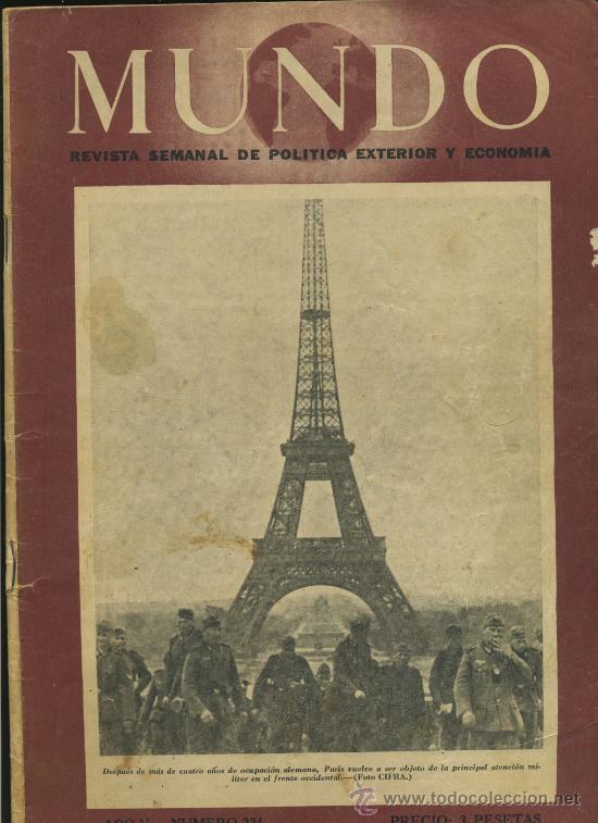 Collection Magazines and Newspapers: 20 AGOSTO 1.944 SEGUNDA GUERRA MUNDIAL REV. MUNDO N.&ordm; 224 CON MUCHAS IM&Aacute;GENES, PLANOS,...