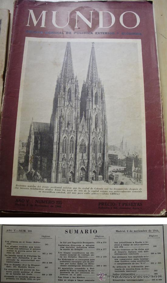 Collection Magazines and Newspapers: - NOVIEMBRE 1.944 SEGUNDA GUERRA MUNDIAL REV. MUNDO N.&ordm; 235 Con muchas im&aacute;genes, planos,... de la g