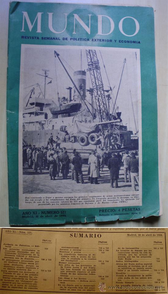 Coleccionismo de revistas y peri&oacute;dicos: - ABRIL 1.950 SEGUNDA GUERRA MUNDIAL REV. MUNDO N.&ordm; 521 CON MUCHAS IM&Aacute;GENES, PLANOS,... DE LA GUERRA