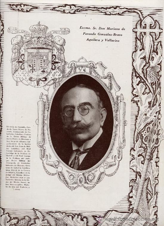 Coleccionismo de Revistas y Peri&oacute;dicos: MARIANO FORONDA GONZALEZ 1929 MARQUES DE FORONDA ORDEN DE MONTESA HOJA REVISTA