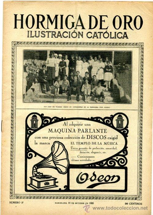 Coleccionismo de revistas y peri&oacute;dicos: HORMIGA DE ORO octubre 1920 N&ordm; 37 CARMONA Fiesta de Flor P&aacute;rroco SAN MART&Iacute;N DE PROVENSALS BONANOVa