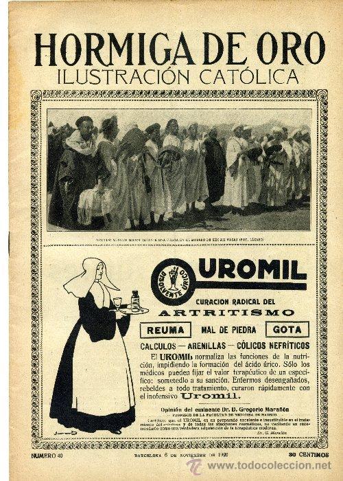 Coleccionismo de revistas y peri&oacute;dicos: HORMIGA DE ORO 1920 N&ordm; 40 &Aacute;bside de SAN CUGAT Plaza FOLGAROLAS BARCELONA entierro teniente