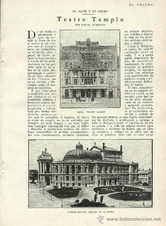 Collezionismo di Riviste e Giornali: * TEATRO * Teatro Carlos de Viena, Teatro de la &Oacute;pera de Odessa, Oslo, Flamenco&hellip;- 1926