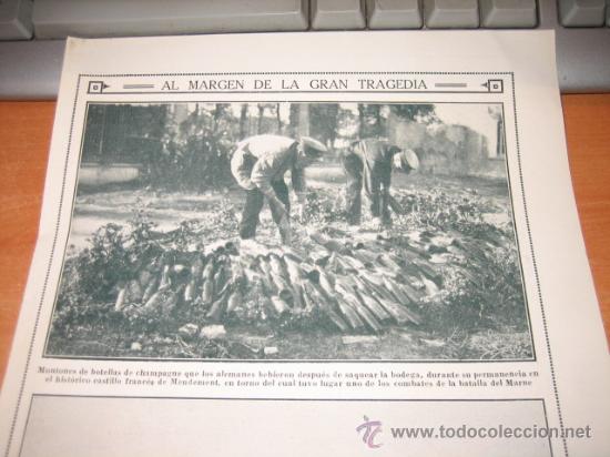 Collection Magazines and Newspapers: MONTONES DE BOTELLAS DE CHAMPAN QUE VEVIERON LOS ALEMANES HOJA DE REVISTA NUEVO MUNDO  1914