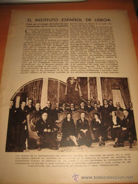Collection Magazines and Newspapers: INAUGURACION INSTITUTO ESPA&Ntilde;OL DE LISBOA JUAN JOSE ROCHA EMBAJADOR HOJA REVISTA BLANCO Y NEGRO 1933