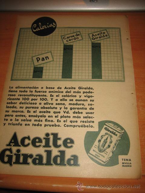 Coleccionismo de revistas y peri&oacute;dicos: PUBLICIDAD ACEITE GIRALDA HOJA REVISTA BLANCO Y NEGRO 1933