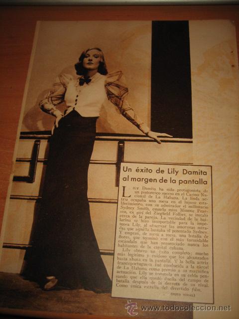Coleccionismo de revistas y peri&oacute;dicos: ACTRIZ  LILY DAMITA HOJA DE REVISTA BLANCO Y NEGRO 1933