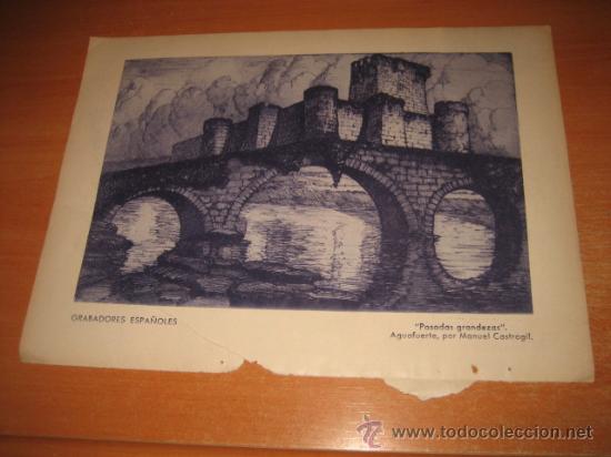 Coleccionismo de revistas y peri&oacute;dicos: GRABADORES ESPA&Ntilde;OLES PASADAS GRANDEZAS AGUAFUERTE M.CASTROGIL HOJA DE REVISTA BLANCO Y NEGRO 1933