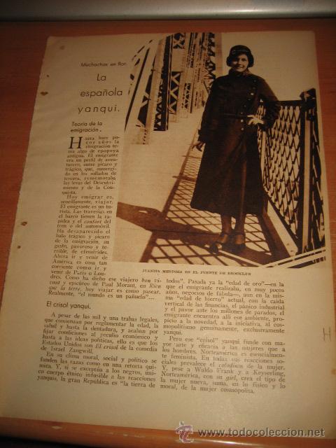 Coleccionismo de revistas y peri&oacute;dicos: LA ESPA&Ntilde;OLA YANQUI JUANITA MENDOZA HOJA DE REVISTA BLANCO Y NEGRO 1933