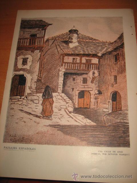 Coleccionismo de revistas y peri&oacute;dicos: PAISAJES ESPA&Ntilde;OLES UNA CALLE DE ANSO DIBUJO OCTAVIO BIANQUI HOJA DE REVISTA BLANCO Y NEGRO 1933