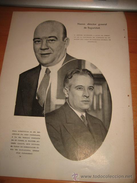 Coleccionismo de revistas y peri&oacute;dicos: NUEVO DIRECTOR GENERAL DE SEGURIDAD MANUEL ANDRES CASAUS  ABAJO HOJA DE REVISTA BLANCO Y NEGRO 1933