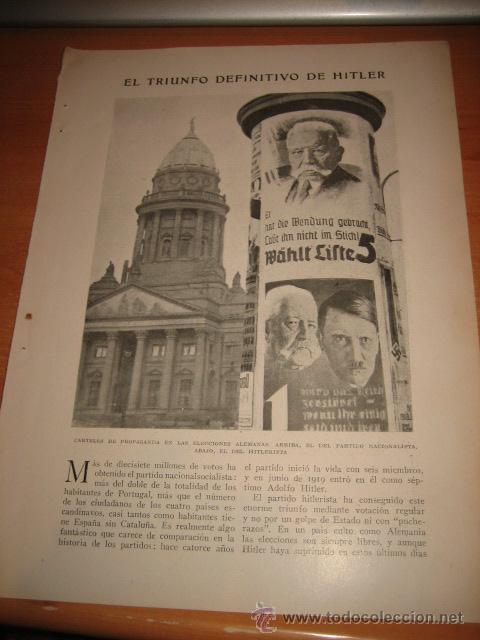 Collection Magazines and Newspapers: CARTELES DE PROPAGANDA ELECCIONES ALEMANAS ARRIBA NACIONALISTA HOJA DE REVISTA BLANCO Y NEGRO 1933