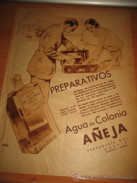 Coleccionismo de revistas y peri&oacute;dicos: AGUA DE COLONIA A&Ntilde;EJA .-PERFUMES WORTH HOJA DE REVISTA BLANCO Y NEGRO 1935