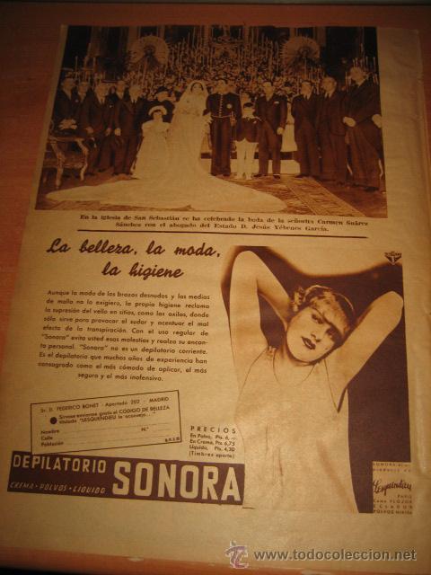 Coleccionismo de revistas y peri&oacute;dicos: BODA DE CARMEN SUAREZ CON EL ABOGADO DEL ESTADO  JESUS YEBENES  HOJA DE REVISTA BLANCO Y NEGRO 1935