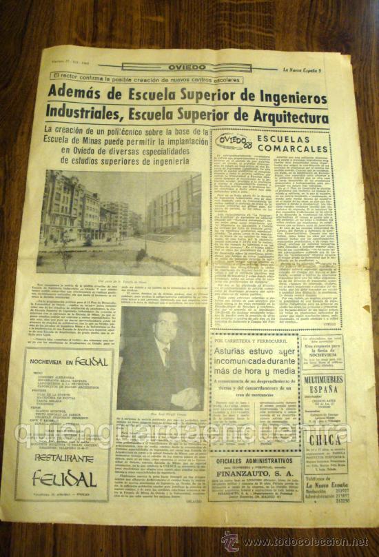 Coleccionismo de revistas y peri&oacute;dicos: Peri&oacute;dico La Nueva Espa&ntilde;a de Oviedo 27/12/1968 de la p&aacute;gina 9 a la 16 no est&aacute; entero