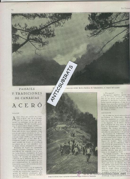 Coleccionismo de Revistas y Peri&oacute;dicos: REVISTA 1929 CALDERA DE TABURIENTE MONASTERIO DE MONFERO COSTA EN GRAUS LUIS HUIDOBRO