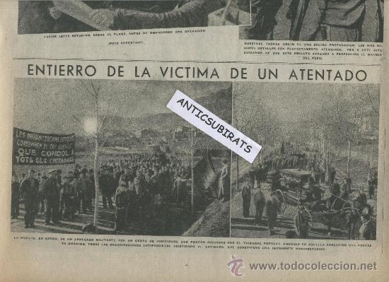 Coleccionismo de Revistas y Peri&oacute;dicos: LA VANGUARDIA.A&Ntilde;O 1937.GUERRA CIVIL.BERGA.DOS FOTOS. ENTIERRO.COCHE FUNEBRE.ATENTADO.