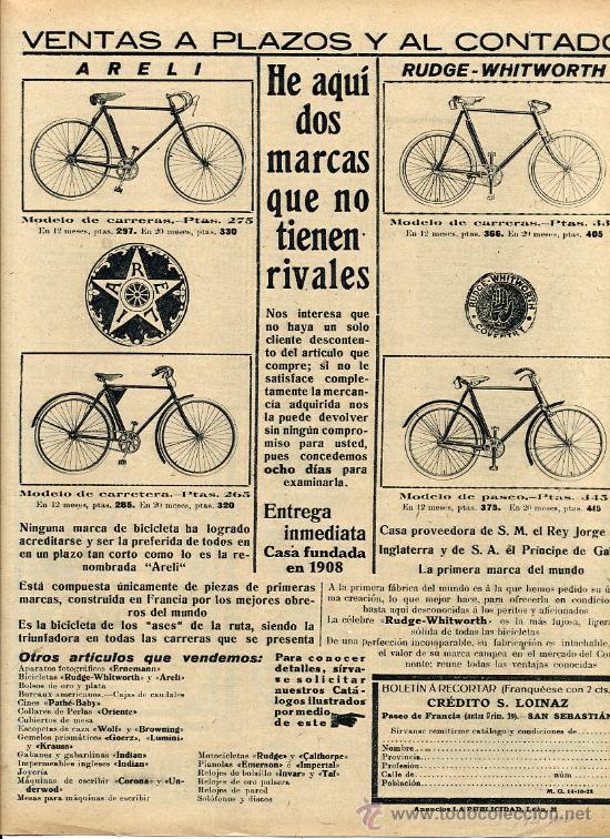 Coleccionismo de revistas y peri&oacute;dicos: CICLISMO 1925 BICICLETAS LOINAZ SAN SEBASTIAN HOJA REVISTA