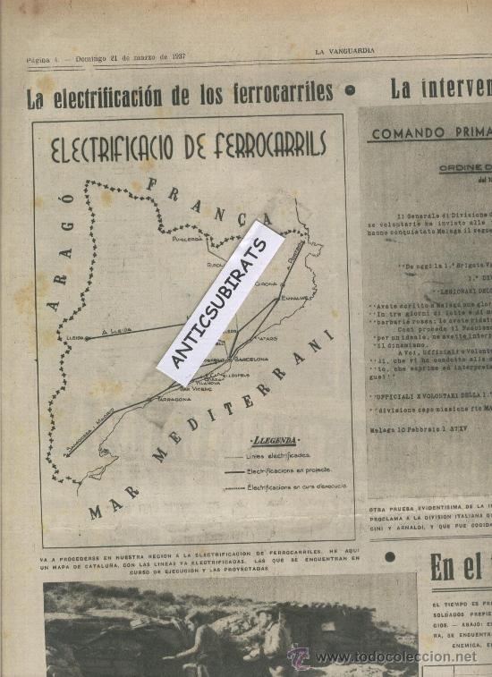Colecionismo de Revistas e Jornais: LA VANGUARDIA.A&Ntilde;O 1937.GUERRA CIVIL.FERROCARRIL.RIPOLL.SIERRA DE ALCUBIERRE.TANQUES.BLINDADOS.