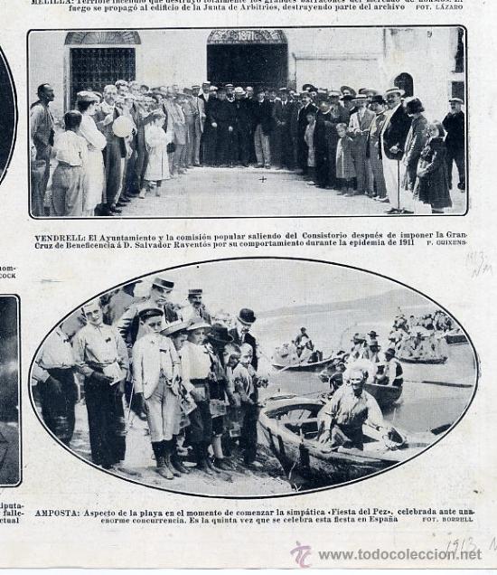 Coleccionismo de Revistas y Peri&oacute;dicos: MELILLA INCENDIO MERCADO-VENDRELL SALVADORRAVENT&Oacute;S-AMPOSTA FIESTA DEL PEZ RETAL HOJA REVISTA