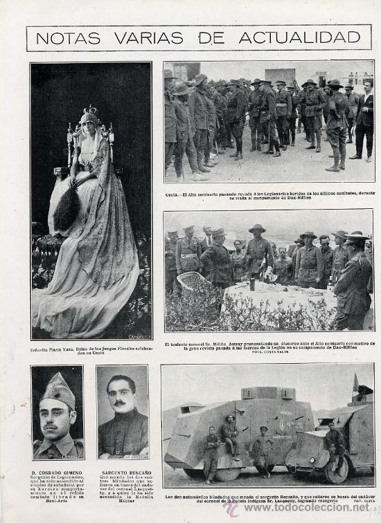 Coleccionismo de revistas y peri&oacute;dicos: MARRUECOS 1922 CEUTA MILLAN ASTRAY Y LEGION HOJA  REVISTA