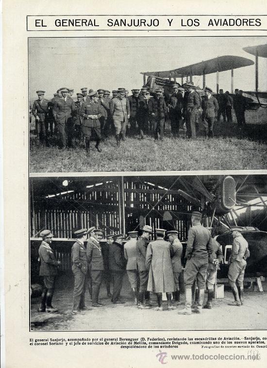 Coleccionismo de revistas y peri&oacute;dicos: MARRUECOS 1922 AVIADORES Y GENERALES SANJURJO Y BERENGUER EN MELILLA HOJA REVISTA