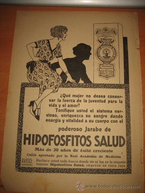 Collection Magazines and Newspapers: PUBLICIDAD PODEROSO JARABE HIPOFOSFITOS SALUD HOJA REVISTA LECTURAS
