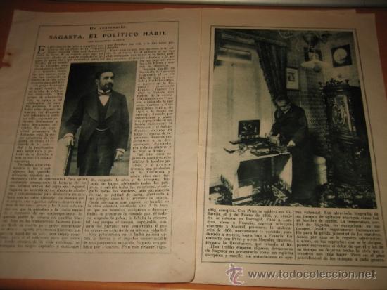 Collection Magazines and Newspapers: UN CENTENARIO SAGASTA EL POLITICO HABIL 3 HOJAS DE REVISTA BLANCO Y NEGRO 1925