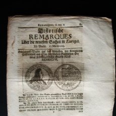 Coleccionismo de Revistas y Periódicos: 1705-GIBRALTAR Y ¿MENORCA? OCUPADA POR INGLATERRA.GUERRA SUCESIÓN ESPAÑOLA.BATALLA BLENHEIM.ALEMANIA